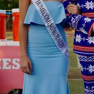 Light Blue Strapless Prom Dress